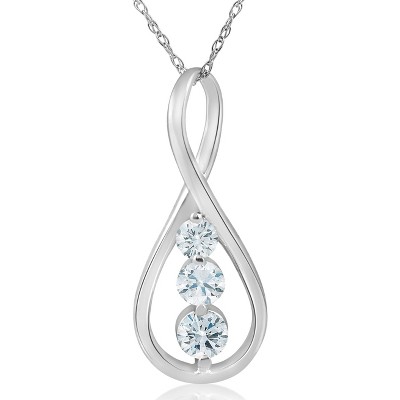 Pompeii3 1/2ct 3-Stone Diamond Infinity Pendant 14k White Gold 1" Tall