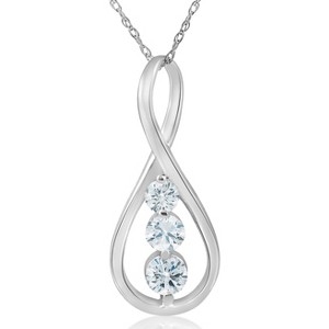 Pompeii3 1/2ct 3-Stone Diamond Infinity Pendant 14k White Gold 1" Tall - 1 of 3