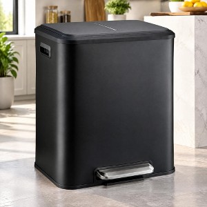 2x4 Gal Dual Compartment Trash Can Stainless Steel Step Recycling