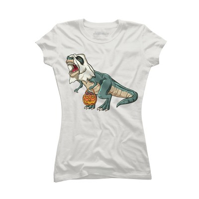 Junior's Design By Humans Trex Ghost Costume Design Funny Halloween Dinosaur By Threadlets T-Shirt