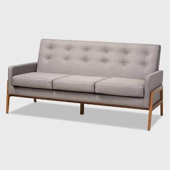 Perris Upholstered Wood Sofa Light Gray/Walnut - Baxton Studio