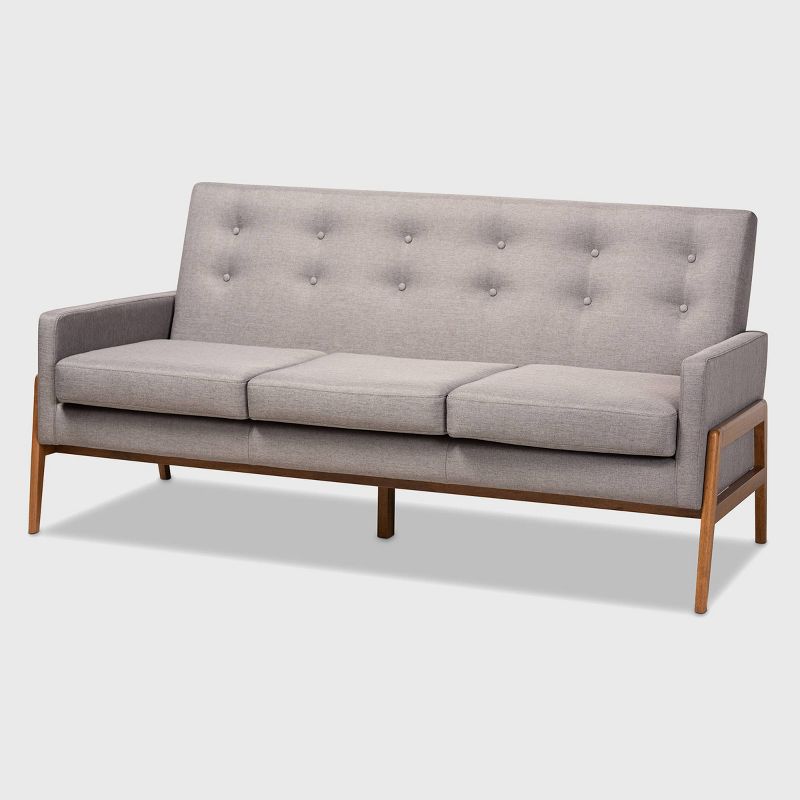 Perris Upholstered Wood Sofa Light Gray/Walnut - Baxton Studio, 1 of 11