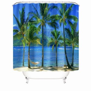 Vacation Beach Shower Curtains for Bathroom Waterproof Fabric Bath Curtain Durable Soft Stylish Bathroom Decor 72x72 Inch - 1 of 1