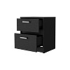 Okak 2-Drawer Bedside Table with Metal Handles, Nightstand with Easy-Pull Drawers for Small Spaces, Modern Farmhouse Bedroom Accent, Black - 3 of 4