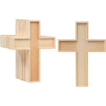 Bright Creations 12 Pack Unfinished Wooden Cross Cutouts for Church, Sunday School Crafts, DIY Home Wall Decor, 8.9 x 6.5 In