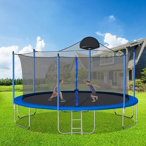 Okak 12/14FT Toddler Trampolines, Kids Trampoline with Ladder and Safety Enclosure Net, Outdoor Trampolines for Garden, Patio - 1 of 4