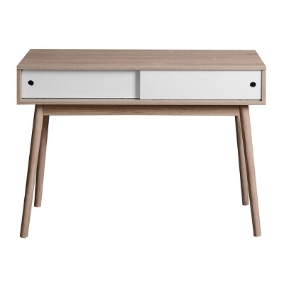VYNXARIA Console Tables - Natural Entryway Table with 2 White Sliding Doors