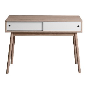 VYNXARIA Console Tables - Natural Entryway Table with 2 White Sliding Doors - 1 of 4