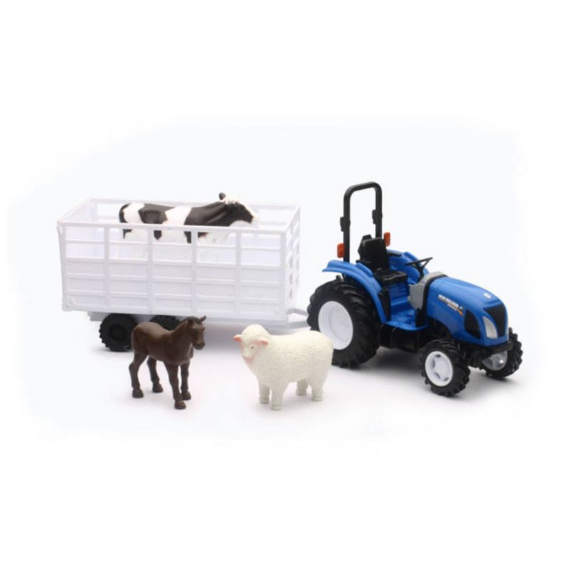 New Ray 1/20 New Holland Boomer 55 Tractor with Wagon and Animals 05735A, 1 of 2