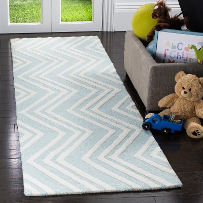 Mint and Ivory Hand-Tufted Wool Kids Runner Rug