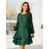 Seta T Women's Fall Round Neck Long Sleeve Waist Tie Ruffle Mini Swing Skater Dress - 4 of 4