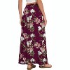 Women's 2025 Maxi A-Line Skirt - Elastic High Waist Flowy Long Skirt with Pockets Flower Wine Red - 3 of 4