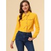 Allegra K Women's Solid Cropped Button-Down Plaid Cuffs Jean Jacket with Pockets - 3 of 4