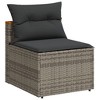 vidaXL Patio Sofa Set with Cushions Garden Furniture 5 Piece Poly Rattan Acacia - Gray - 4 of 4