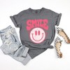 Simply Sage Market Women's Pink Distressed Smiley Face Short Sleeve Garment Dyed Tee - 2 of 2