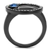 Slickblue Stainless Steel Women's Ring, IP Light Black Finish with Capri Blue Synthetic Crystal, Size 5-10 - 3 of 4