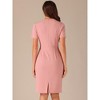 Allegra K Women's Work Business Round Neck Tweed Trim Short Sleeve Sheath Dress - 3 of 4