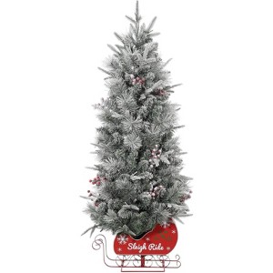 Acekool 54" Slim Snow-Flocked Tree: Space-Efficient Seasonal Display - 1 of 4