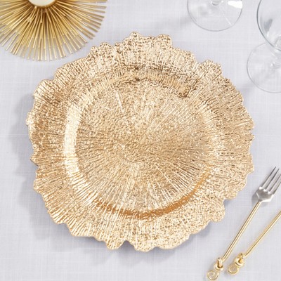 Radiant Gold Textured Starburst Charger Plates, Set of 4