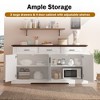 GDFStudio Gebo 63" Fluted Sideboard Buffet Cabinet with 4 Doors and 3 Drawers, White - 4 of 4