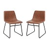 Set of 2 Faux Leather Bucket Seat Dining Chairs with Frame - Merrick Lane - 2 of 4