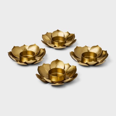 Diwali 6pc 1"x4.12" Tealight Design Decorative Diya Holders Gold