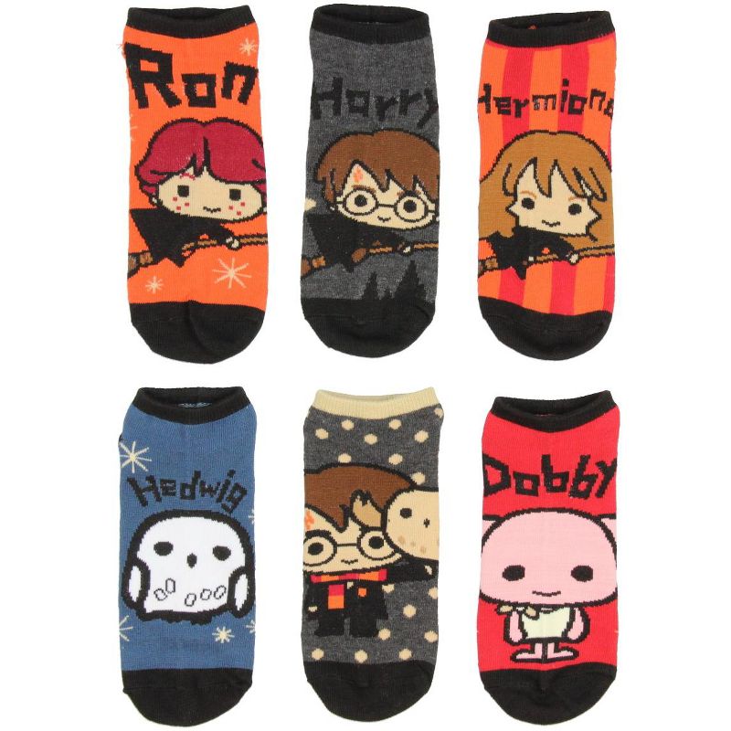 Harry Potter Chibi Character Designs Adult 6 Pack Ankle Socks Multicoloured, 1 of 4