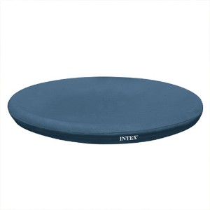 Intex 28026E UV Resistant Deluxe Debris Pool Cover for 13-Foot Intex Easy Set Above Ground Swimming Pool, Vinyl Round Cover with Drain Holes, Blue - 1 of 4