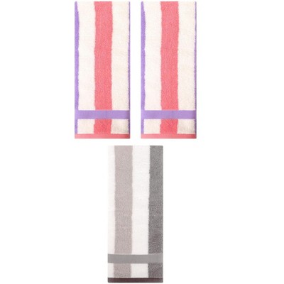 REGALWOVEN 3 Pack Striped Cotton Bathroom Decorative Hand Towels 13" x 29"
