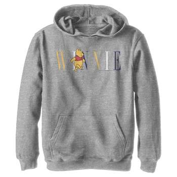 Boy's Winnie the Pooh Yellow, White, and Blue Script Pull Over Hoodie
