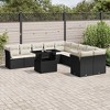 vidaXL 11 Piece Patio Sofa Set with Cushions Black and Cream Poly Rattan - 2 of 4