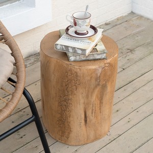 Christopher Knight Home Dorothy Outdoor Handcrafted Wood Stump Design Lightweight Concrete Side Table - 1 of 4