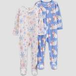 Carter's Just One You®️ Toddler Girls' 2pk Snowflakes and Polar Bears Fleece Footed Pajama - White/Blue