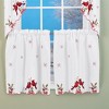 Collections Etc Embroidered Winter Cardinals Window Curtain Panels Collection, Red, Green and White Christmas Accents - image 2 of 2