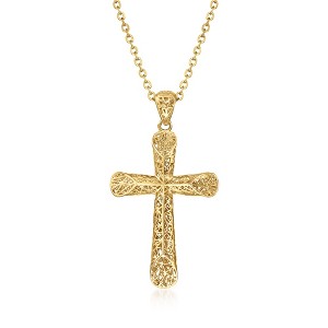 Ross-Simons 14kt Yellow Gold Openwork Cross Pendant Necklace - 1 of 4