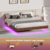 NicBex King/Queen Natural Wood Floating Bed Frame with LED Lights,Wave Wood Texture Platform Bed for Bedroom,No Box Spring Needed - 3 of 4