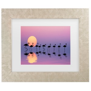 Trademark Fine Art - Bess Hamiti Family Flamingos Matted Framed Art - 1 of 4