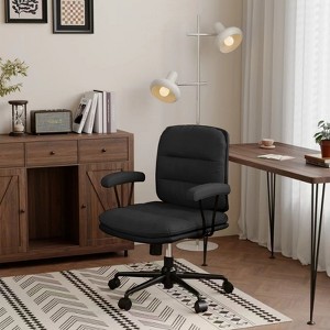 SUGOLD Modern Office Chair Mid-Back PU Leather Desk Chair with Comfy Arms and Lumbar Support for Small Spaces - 1 of 4