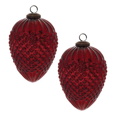 Hobnail Glass Cone Ornament (Set of 2)