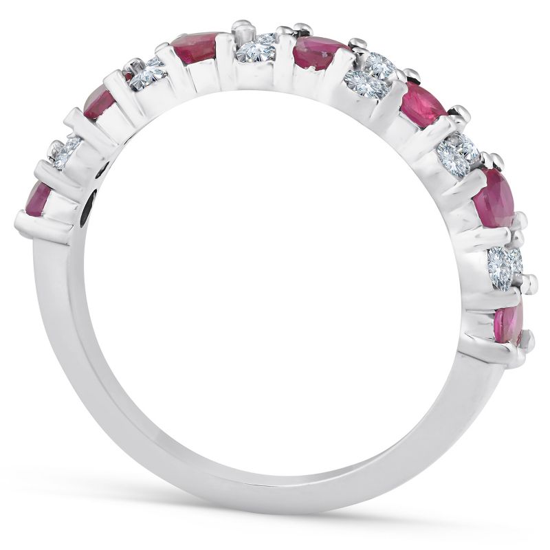 Pompeii3 1 1/2 Ct Ruby & Diamond Wedding Ring 14k White Gold, 4 of 6