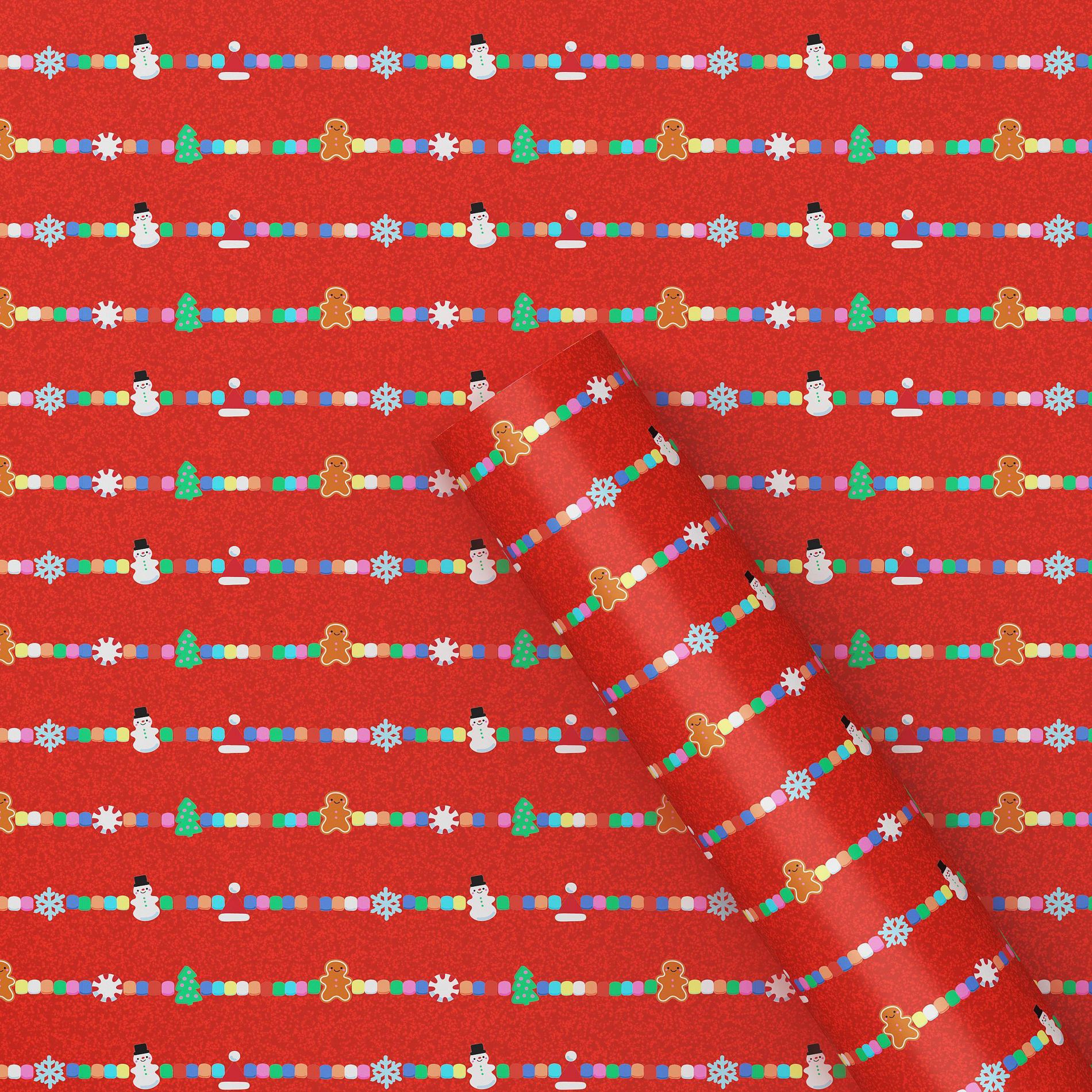 30" 25 sq ft Christmas Roll Wrap Bracelets on Red - Wondershop™