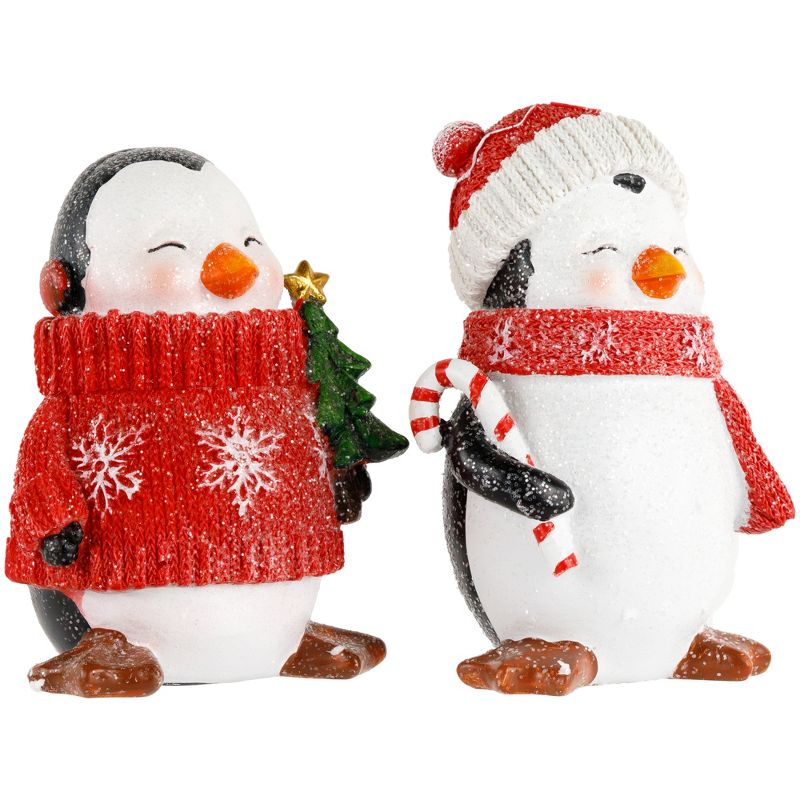 Northlight Set of 2 Cozy Glittered Penguins Christmas Figurines 6", 5 of 9