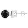 Silver Round Brilliant-Cut Bezel-Set Black Diamond Stud Earrings - 4 of 4