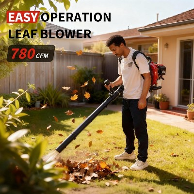 Backpack Leaf Blower, 4-HP Gas Powered Leaf Blower with 880 CFM & 320 MPH for Commercial Lawn Care, Clears Wet Leaves, Yard Debris & Snow Removal