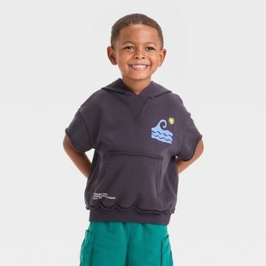 Grayson Mini Toddler Boys' Wave Hoodie Graphic T-Shirt - Black - 1 of 4
