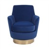360° swivel upholstered armchair, comfortable reading chair for bedroom, with barrel design and gold stainless steel base - 3 of 4