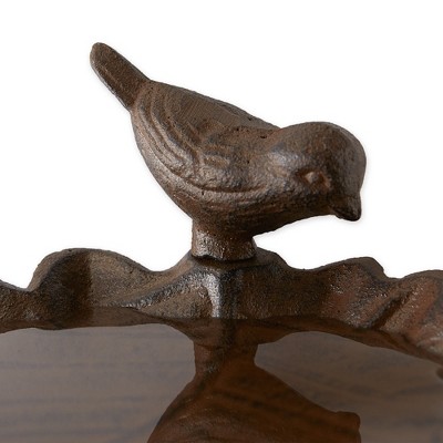 Bronze Cast Iron Flower Shaped Bird Bath with Bird