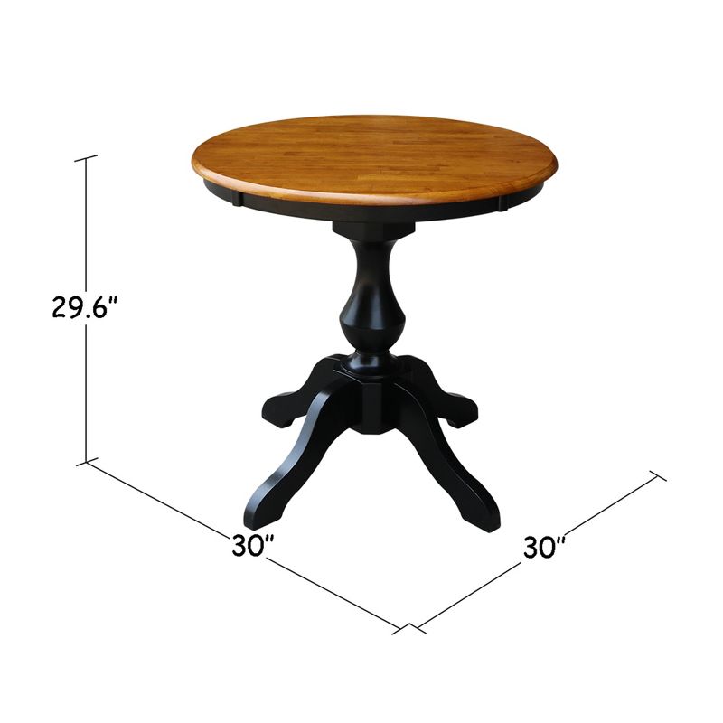 30" Lucy Round Top Pedestal Table Dining Height Black/Cherry - International Concepts, 4 of 7