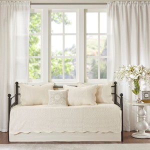 SEVOBAL Daybed Cover Set Quilted Cover Daybeds Pre-Washed Cotton Filled Coastal Bedding Scallop Edge Shams Bedskirt Pillow - 1 of 4