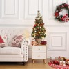 3ft Artificial Xmas Tree with 78 Warm White LED Lights, Pine Cones, Red Berries, Burlap Base, Small Tabletop Holiday Tree - 2 of 4
